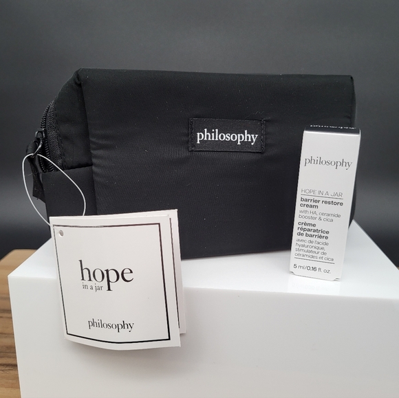 Philosophy Other - Philosophy Hope In A Jar Barrier Restore Cream with Zip Top Makeup Bag, 5ml, New